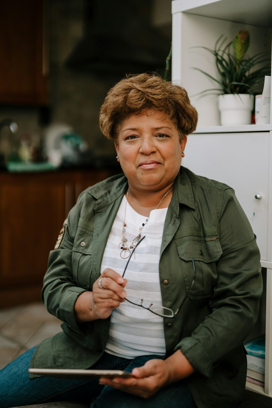 senior using tablet for video call