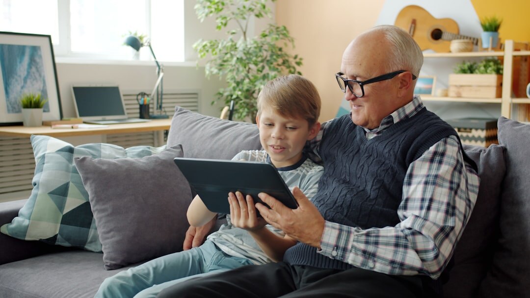 senior using tablet for health tracking