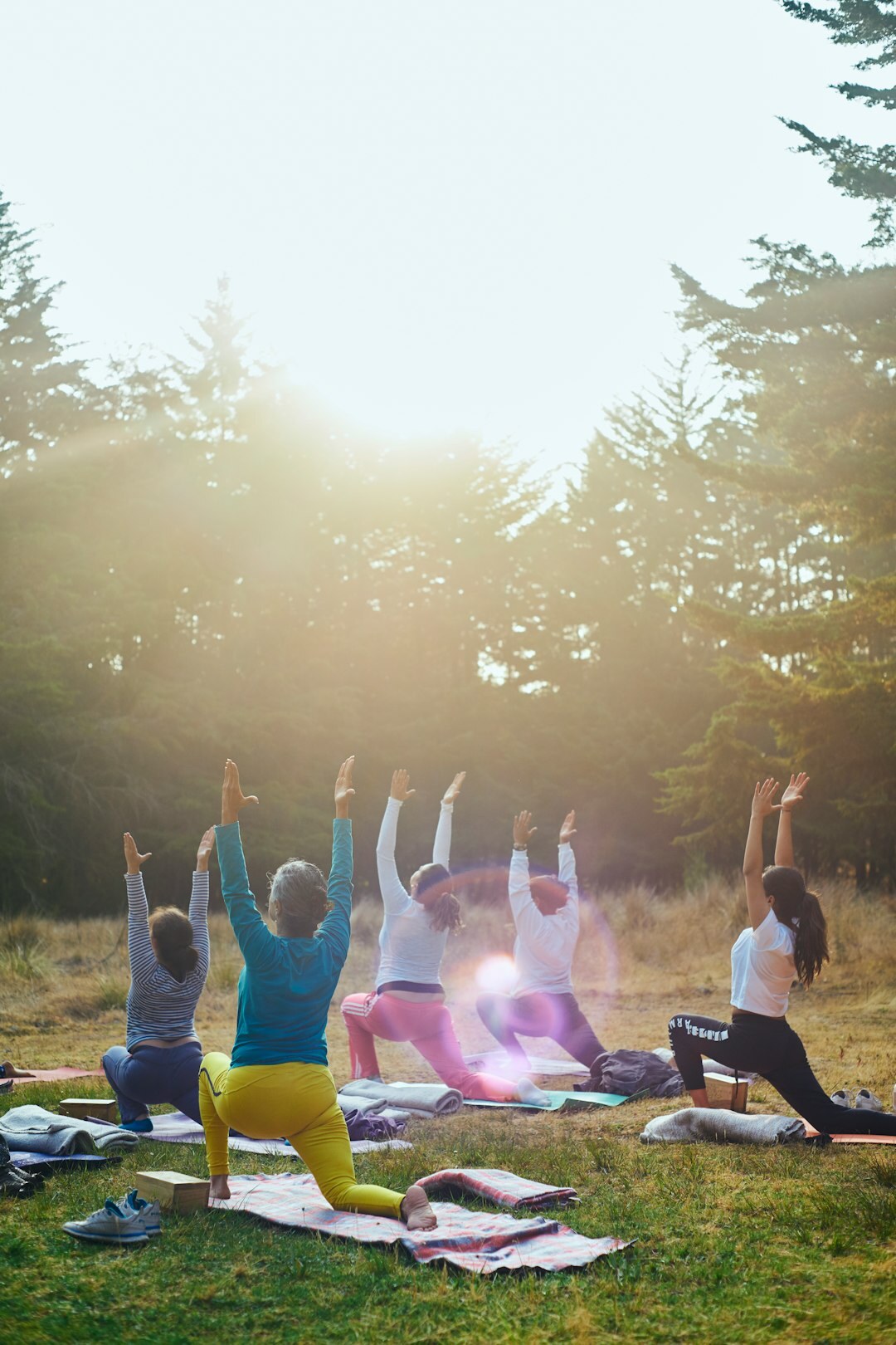 senior yoga class outdoors